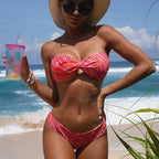 Women's Modern Leopard Print Bandeau Bikini