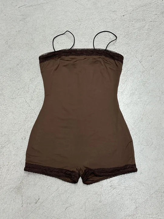 Women's Sleeveless Bodysuit with Lace Trim