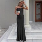 Elegant Evening Dress with Sophisticated Cut-Out and Flowing Hem