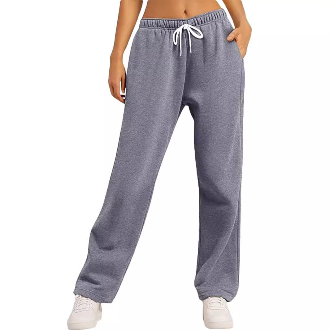 Women's Comfortable Athletic Pants with Elastic Waistband and Side Pockets