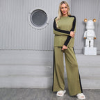 Women's Fashionable Leisure Loungewear Set with Modern Contrast Details