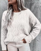 Women's Elegant Knit Sweater with Delicate Pattern