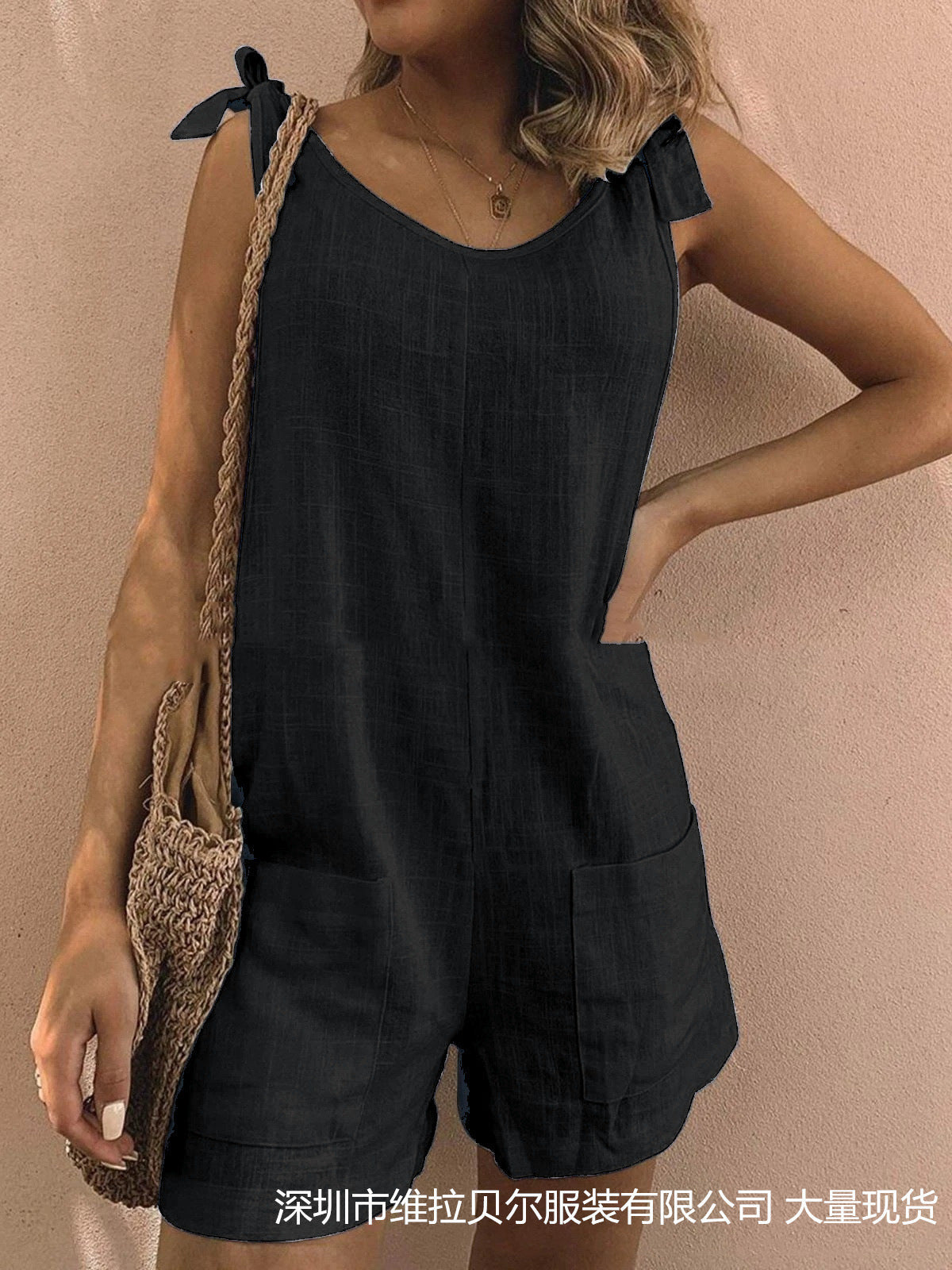 Women's Jumpsuit with Pockets and Adjustable Shoulder Straps