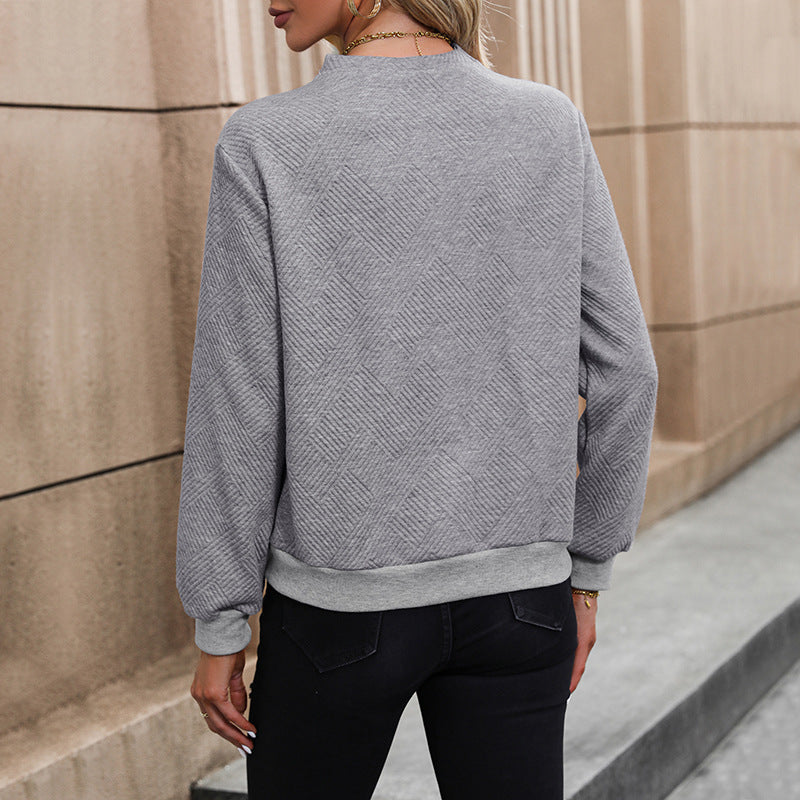 Women's Elegant Sweater with Asymmetrical Neckline and Button Details