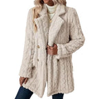 Women's Textured Hooded Coat with Large Buttons