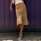Elegant Floral Wrap Skirt with Wide Hem