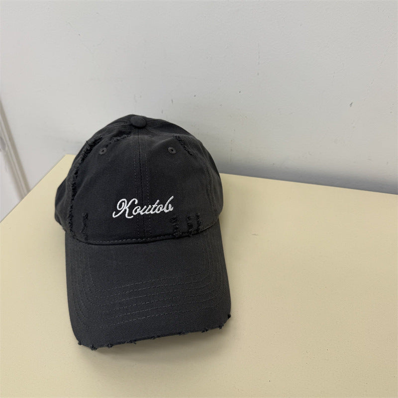 Men's Distressed Cotton Baseball Cap