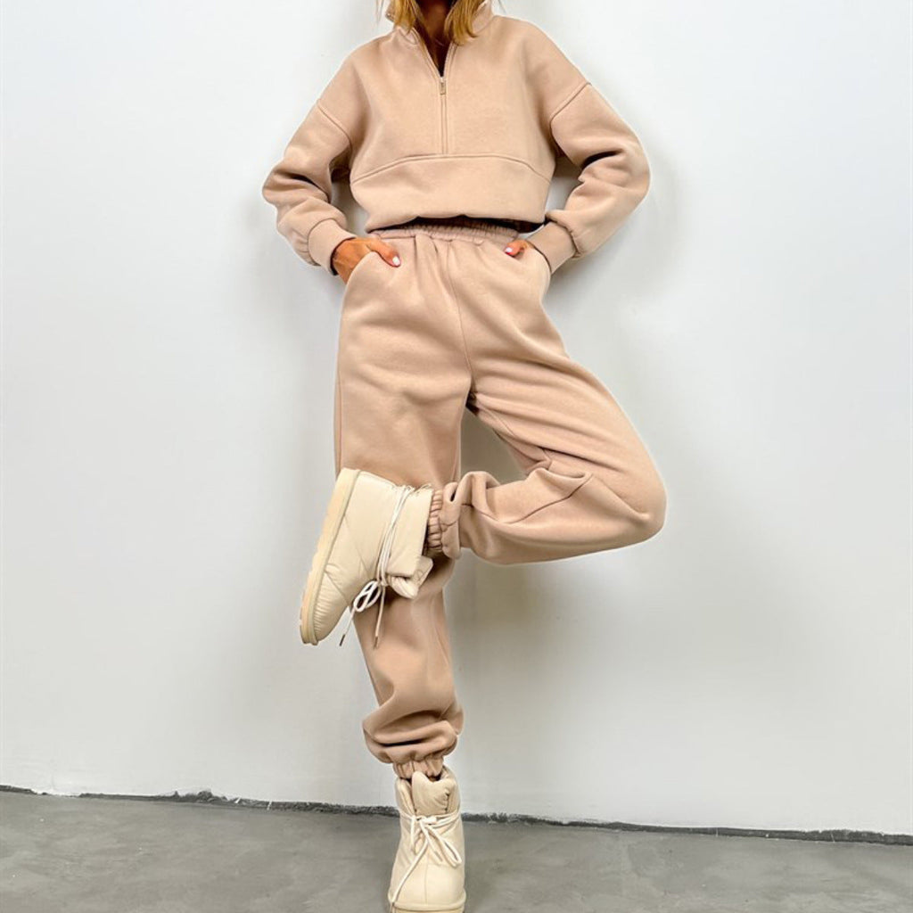 Cropped Half-Zip Fleece Set
