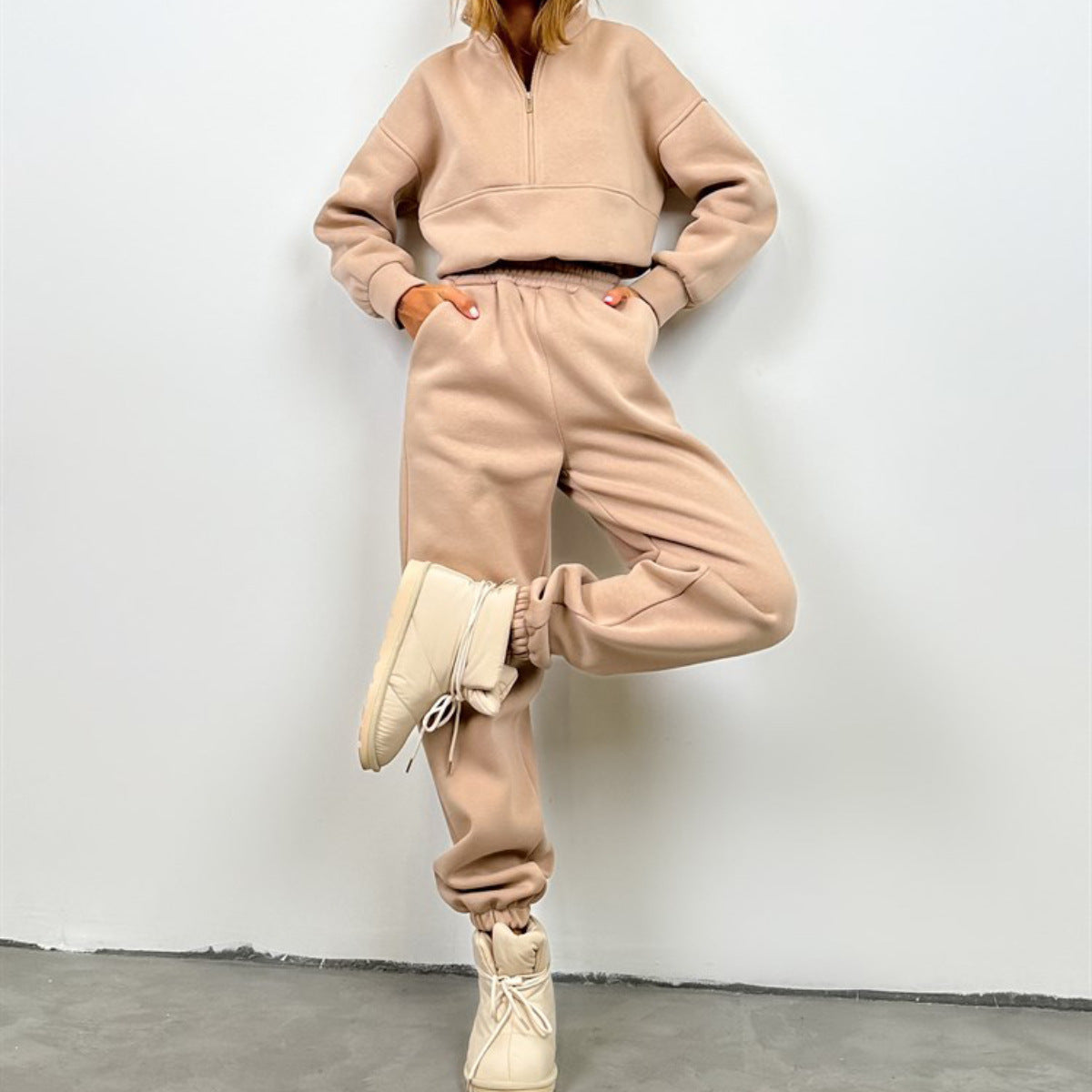 Cropped Half-Zip Fleece Set