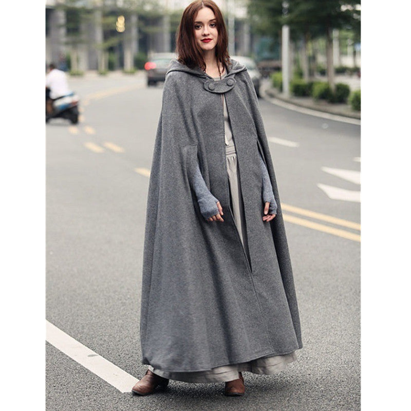 Women's Elegant Hooded Cape with Adjustable Closure