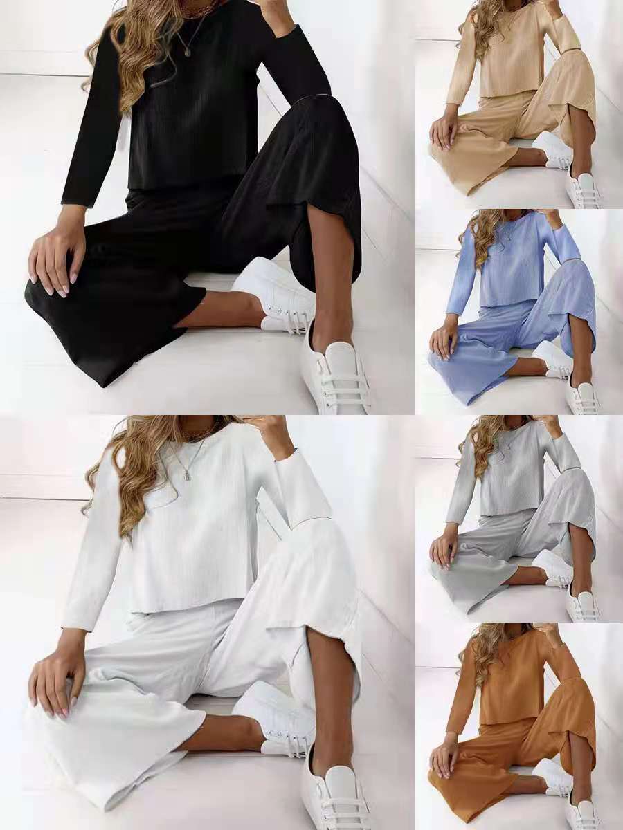 Women's Casual Linen-Look Two-Piece Set with Oversized Top and Palazzo Pants