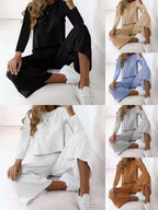 Women's Casual Linen-Look Two-Piece Set with Oversized Top and Palazzo Pants