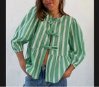 Women's Blouse with Ruffle Details and Button Opening