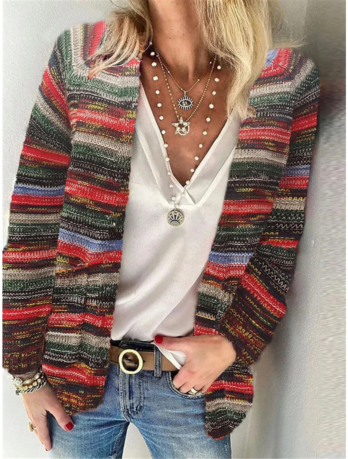 Women's Colorful Cardigan with Modern Design