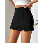 Women's Asymmetrical Mini Skirt with Button Details