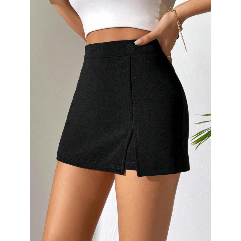 Women's Asymmetrical Mini Skirt with Button Details