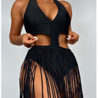 Women's Swimsuit with Braided Fringe Skirt
