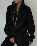 Women's Casual Oversized Hoodie and Jogger Set with Practical Zipper