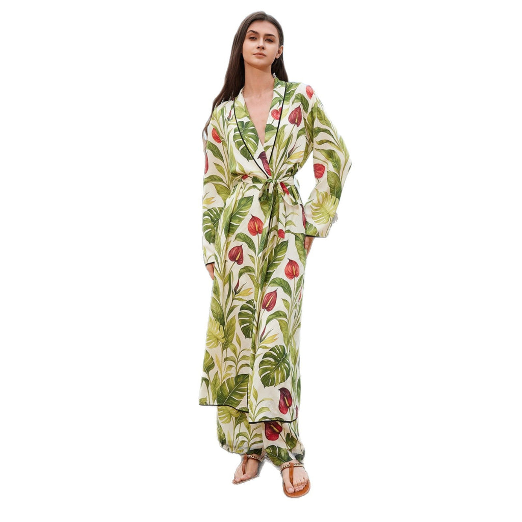 Women's Airy Kimono with Floral Patterns