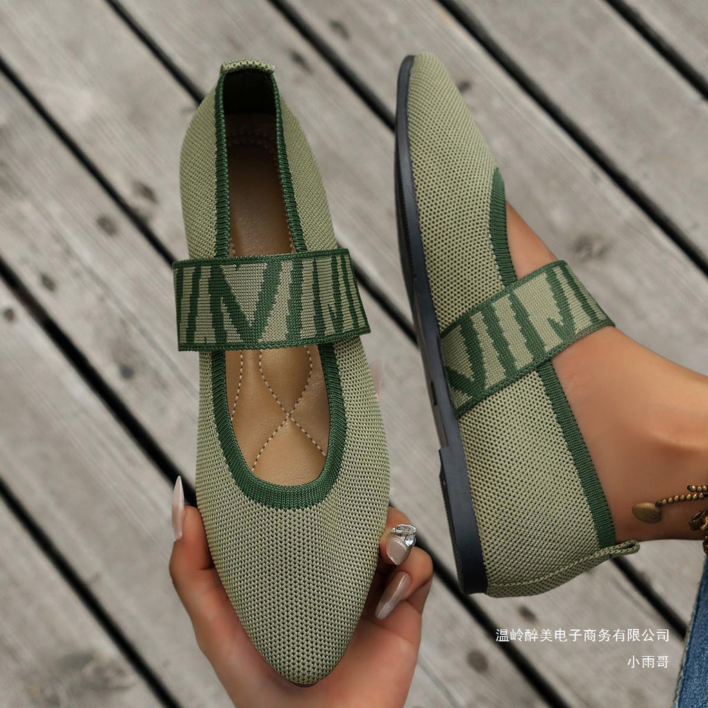 Women's Ballet Flats with Elastic Strap Design and Animal Print