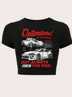 Women's Crop T-Shirt with Retro Phone Design