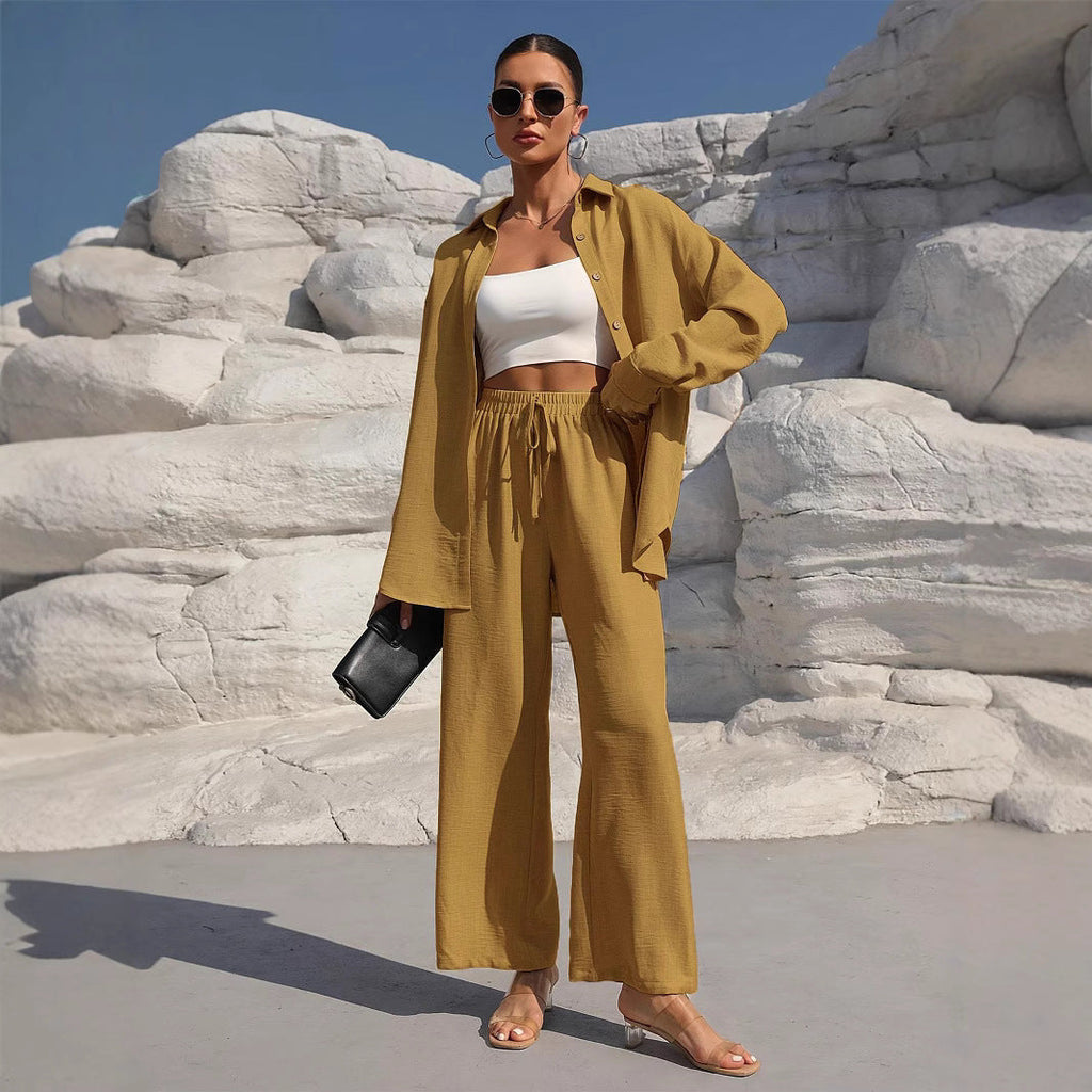 Elegant Women's Lounge Set in Lightweight Fabric with Wide Cut