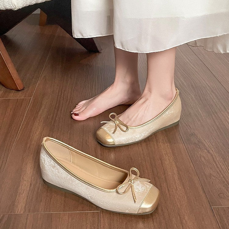 Women's Patent Leather Ballet Flats with Comfortable Wedge Sole
