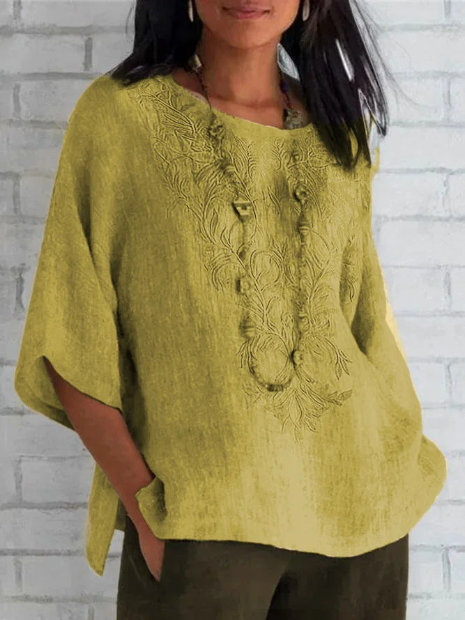 Women's Embroidered Linen Blouse