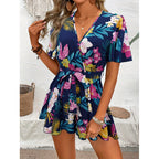 Women's Jumpsuit with Floral Design and Wide Sleeves