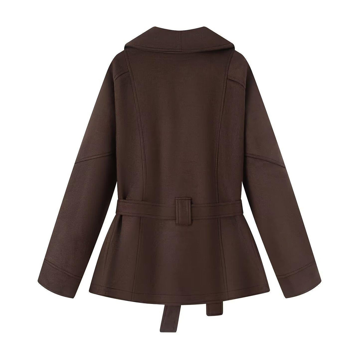 Elegant Jacket with Waist Belt and Modern Collar