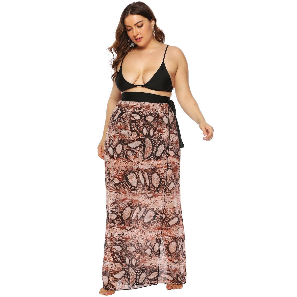 Women's Sheer Beach Kimono with Trendy Snake Print
