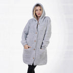 Women's Chunky Knit Cardigan with Pockets and Button Placket