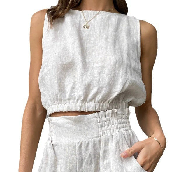 Women's Casual Two-Piece Outfit with Elastic Waistband