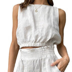 Women's Casual Two-Piece Outfit with Elastic Waistband