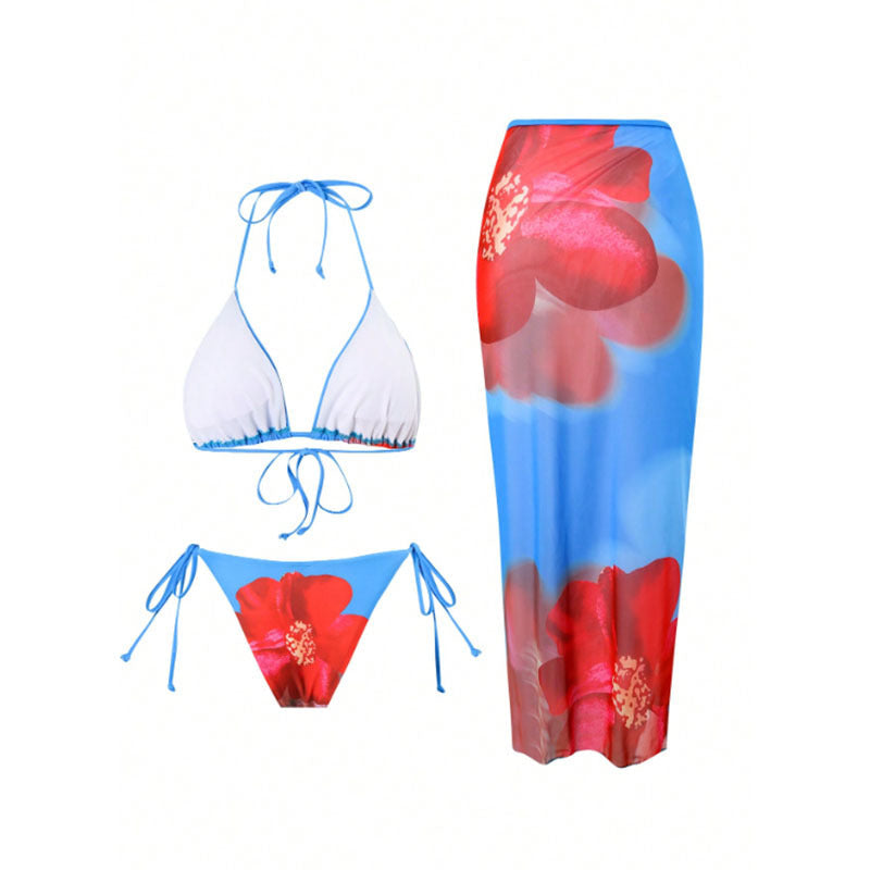 Women's Floral Swimsuit with Sheer Skirt