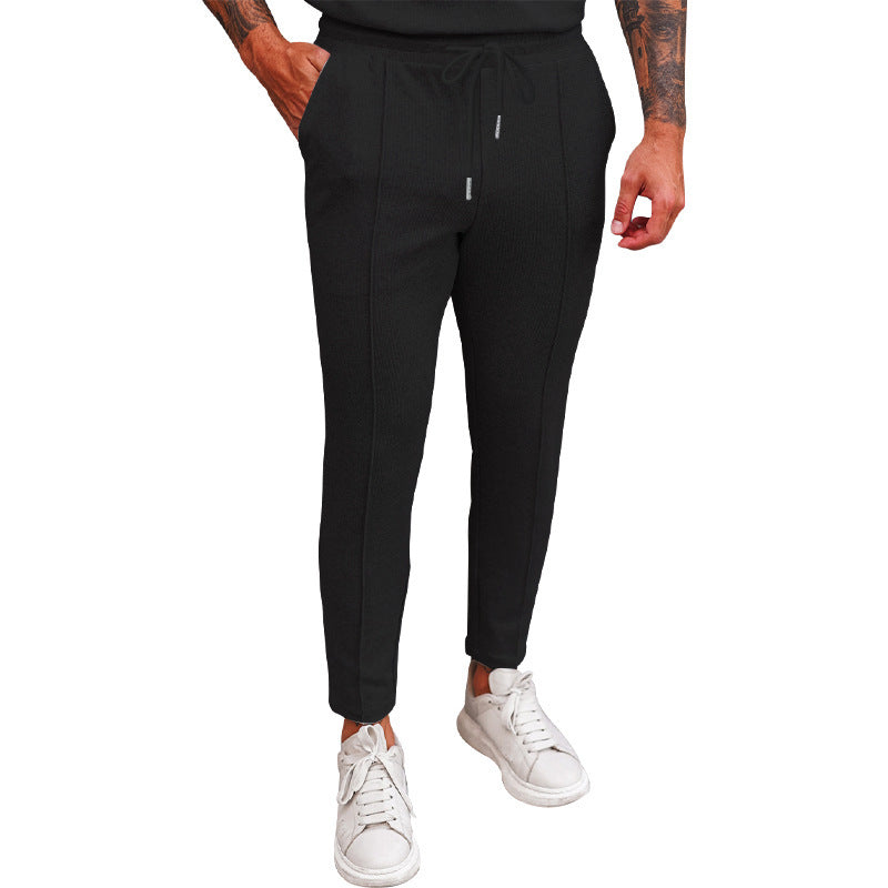 Women's Elastic Casual Pants with Waffle Texture