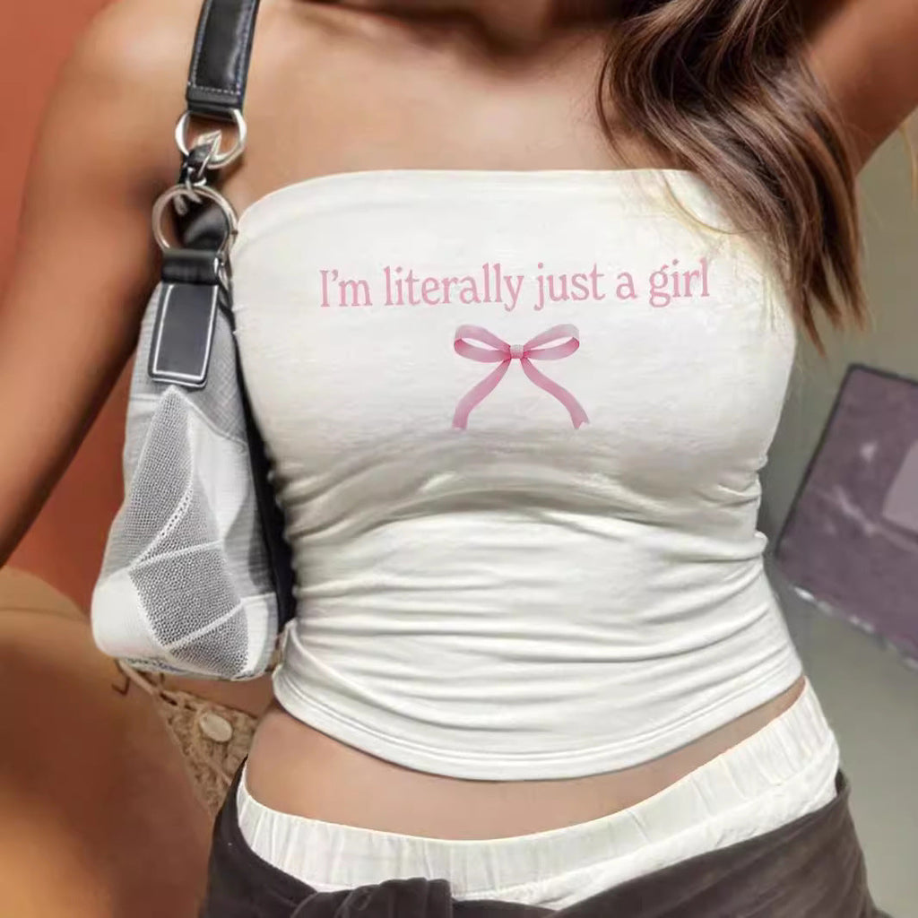 Women's Bandeau Top with Bold Statement Print