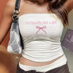 Women's Bandeau Top with Bold Statement Print