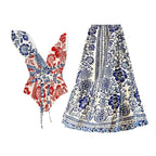 Women's Swimsuit with Floral Pattern and Chic Skirt