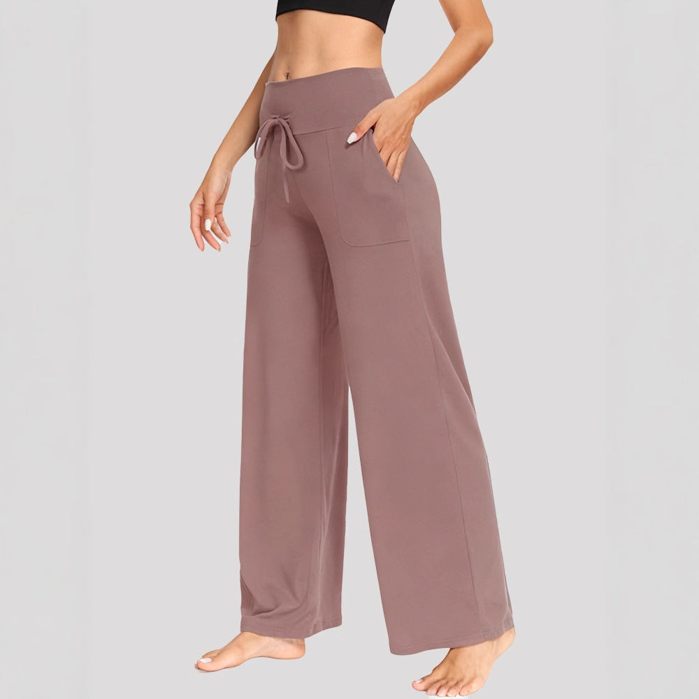 Women's Comfortable Wide-Leg Casual Pants with Drawstring
