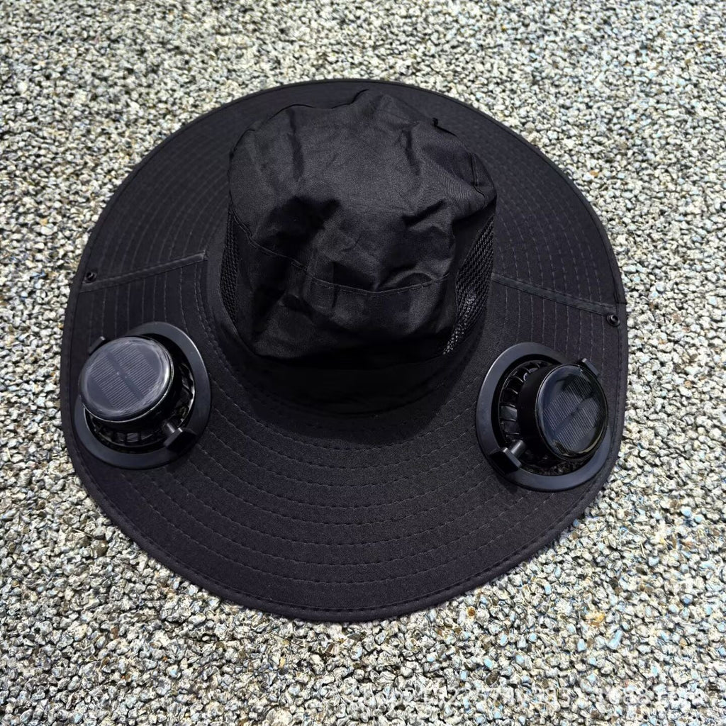 Air-Cooled Sun Hat with Removable USB Fans and Neck Protection