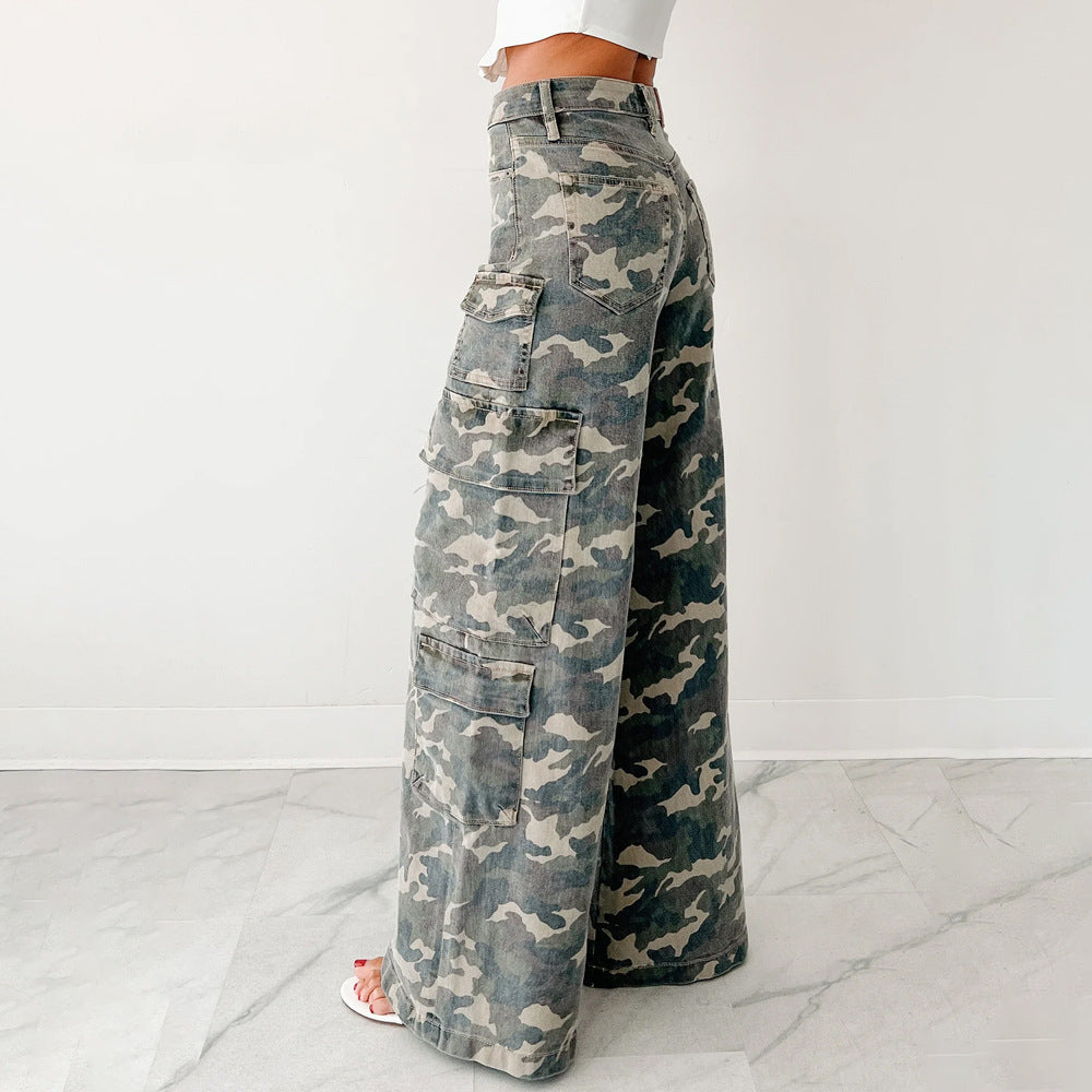 Women's Wide-Leg Cargo Pants with Pockets