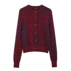Women's Striped Knit Cardigan with Gold Buttons