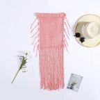 Women's Crochet Beach Poncho with Fringe and Shell Details