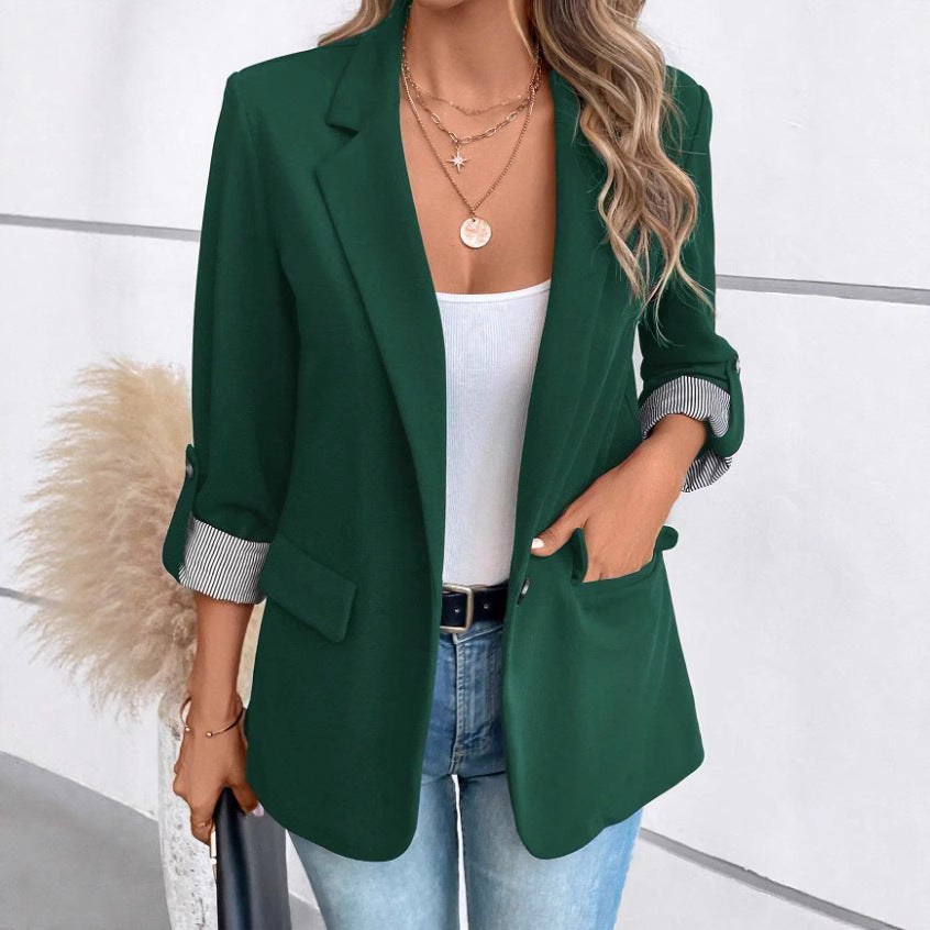 Women's Elegant Blazer with Striped Sleeves