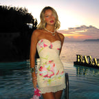 Women's Floral Cocktail Dress with Corset-Style Cut