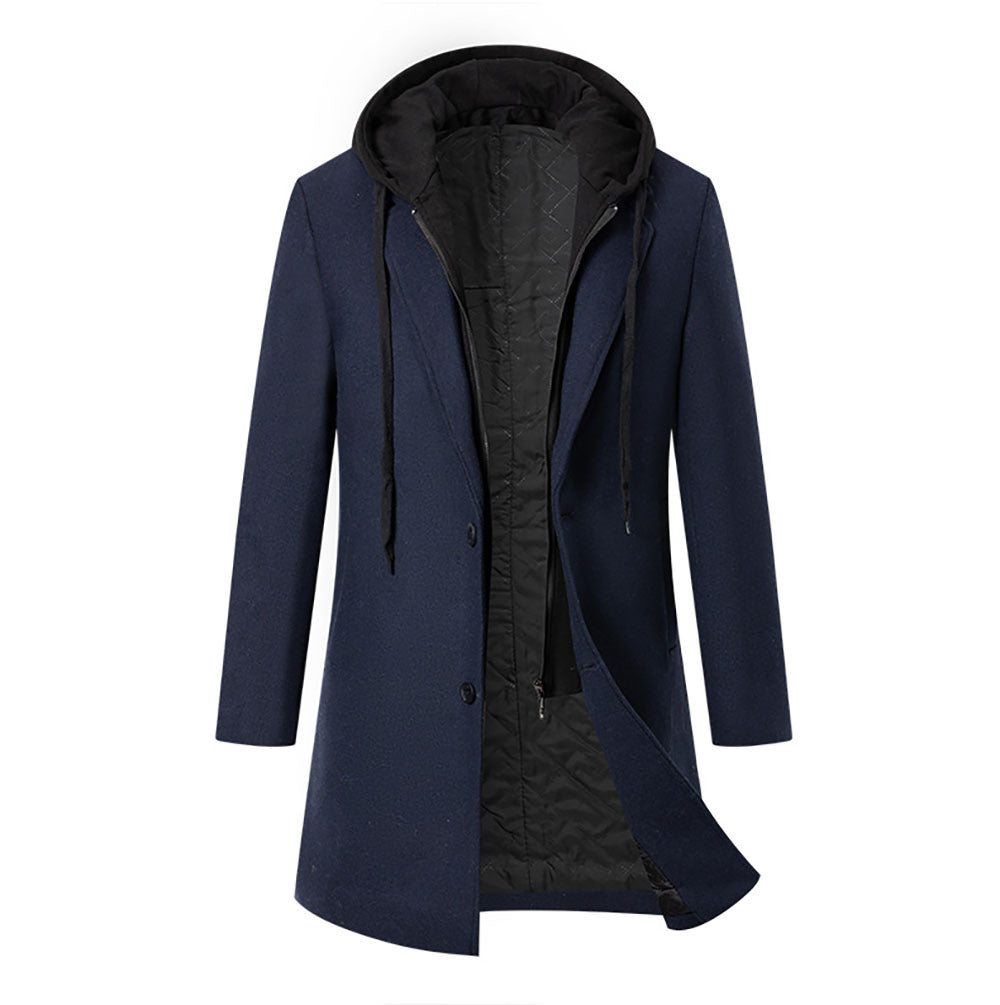 Women's Elegant Coat with Detachable Hood and Sporty Accents
