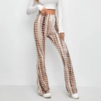 Women's Flared Leggings with Tie-Dye Design