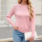 Elegant Fine Knit Sweater with Decorative Shoulder Design