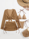 Women's Swimsuit Set with Mesh Design and Adjustable Details